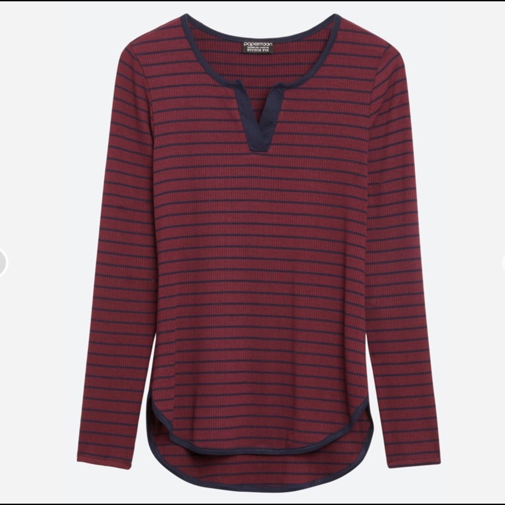 Amalie Split Neck Binding Hem Knit Top